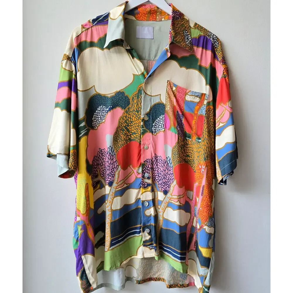 Bower Swimwear Liberty London Prospect Road Button Short Sleeve Top Women XL EUC - Picture 3 of 14